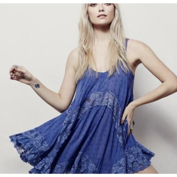 Free People Intimately She Swings Slip Blue Dress Size XS - Picture 3 of 3